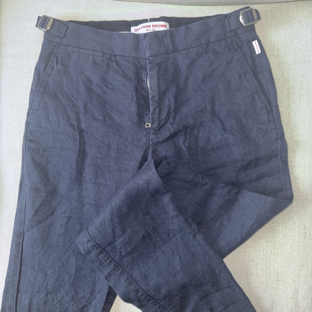 Orlebar Brown Men’s Cornell Linen Navy Trousers size 28 brand new
